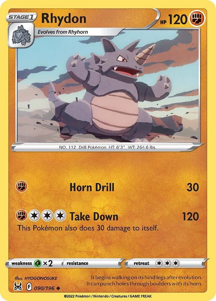Pokemon SWSH11: Lost Origin Rhydon 090/196 Uncommon Near Mint