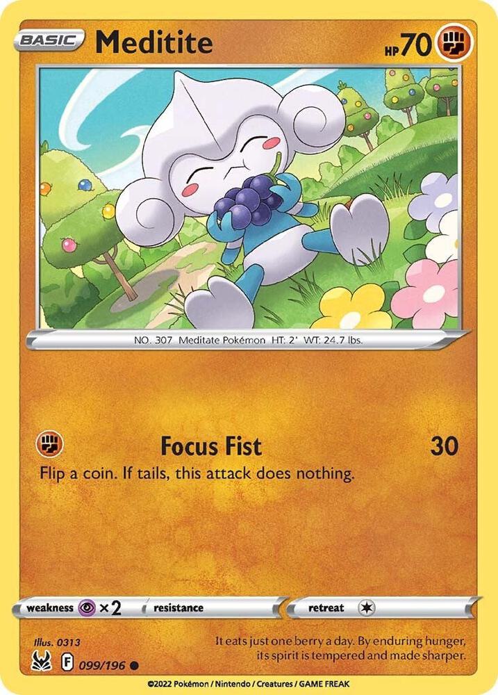 Pokemon SWSH11: Lost Origin Meditite 099/196 Common Near Mint