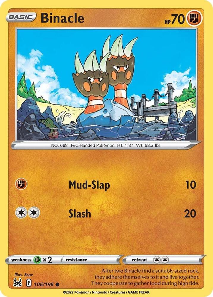 Pokemon SWSH11: Lost Origin Binacle 106/196 Common Near Mint