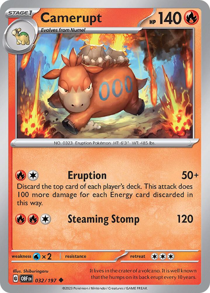 Pokemon SV03: Obsidian Flames Camerupt Uncommon 032/197