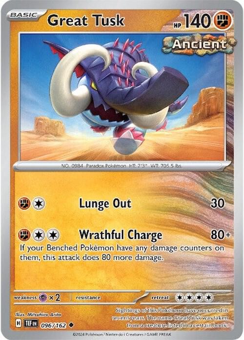 Pokemon SV05: Temporal Forces Great Tusk - 096/162 Uncommon 096/162
