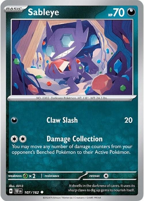 Pokemon SV05: Temporal Forces Sableye 107/162 Uncommon