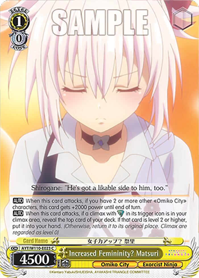 Weiss Schwarz Ayakashi Triangle Increased Femininity? Matsuri AYT/W110-E023 C Common Near Mint