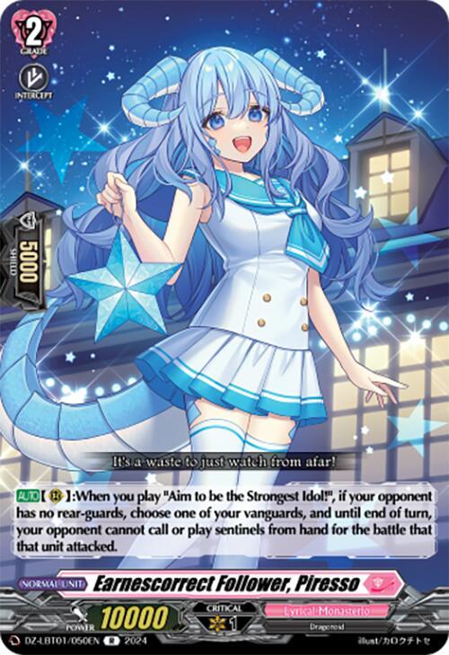 Cardfight Vanguard DZ-LBT01: Lyrical Monasterio Sparkling Stars! Earnescorrect Follower, Piresso DZ-LBT01 / 050 EN Rare