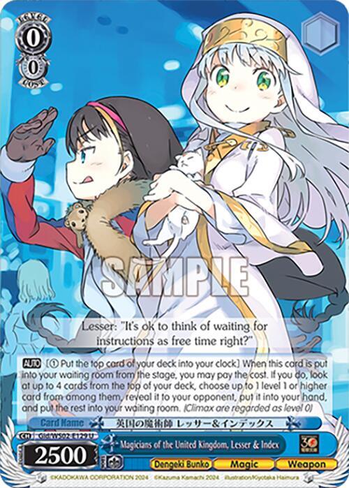 Weiss Schwarz Dengeki Bunko Magicians of the United Kingdom, Lesser & Index Gid/WS02-E129 U Uncommon Near Mint