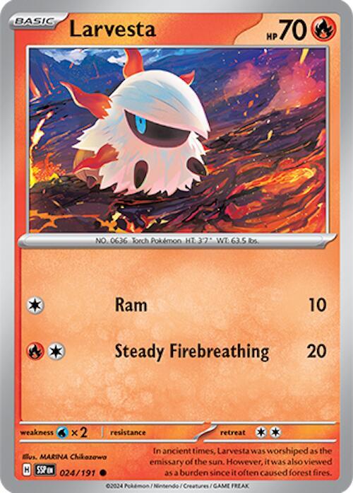 Pokemon SV08: Surging Sparks Larvesta - 024/191 Common