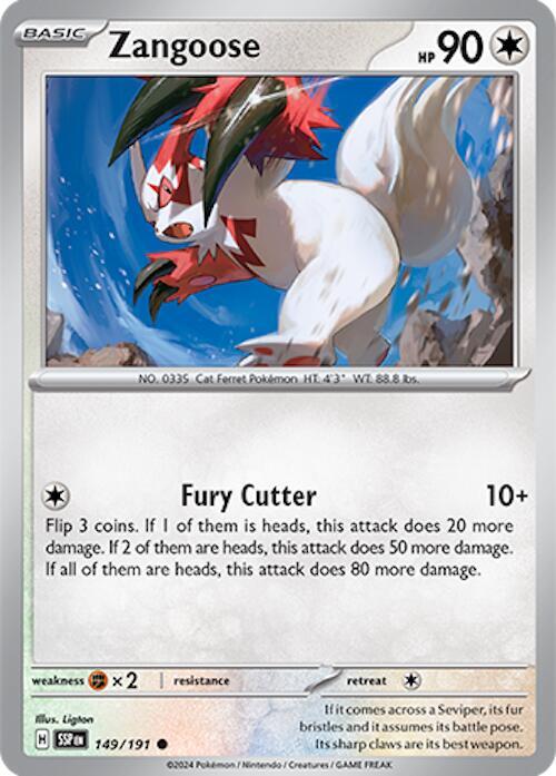 Pokemon SV08: Surging Sparks Zangoose 149/191 Common