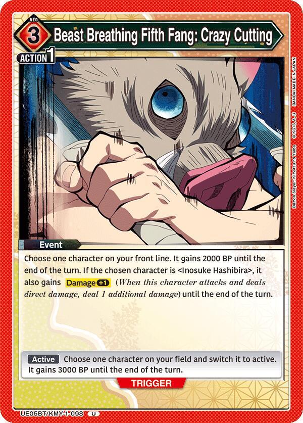 Union Arena UE05BT: Demon Slayer: Kimetsu no Yaiba Beast Breathing Fifth Fang: Crazy Cutting UE05BT/KMY-1-098 Uncommon Near Mint