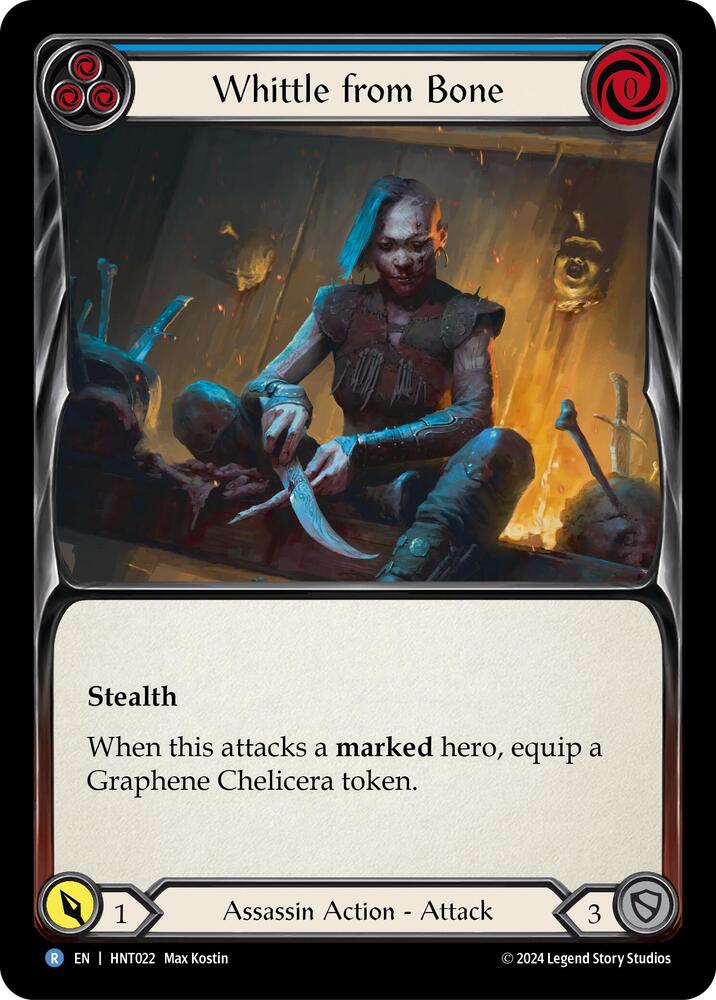 Flesh & Blood TCG The Hunted Whittle from Bone (Blue) HNT022 Rare Near Mint