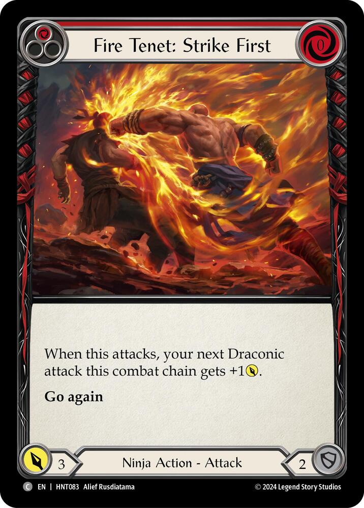 Flesh & Blood TCG The Hunted Fire Tenet: Strike First (Red) HNT083 Common