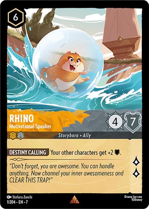 Lorcana TCG Archazia's Island Rhino - Motivational Speaker 1/204 Rare Near Mint