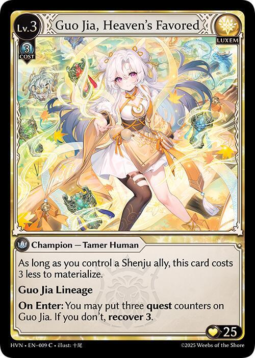 Grand Archive Abyssal Heaven Guo Jia, Heaven's Favored 009 Common Near Mint