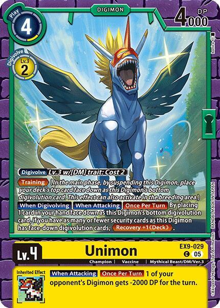 Digimon Card Game Versus Monsters Unimon EX9-029 C Common Near Mint