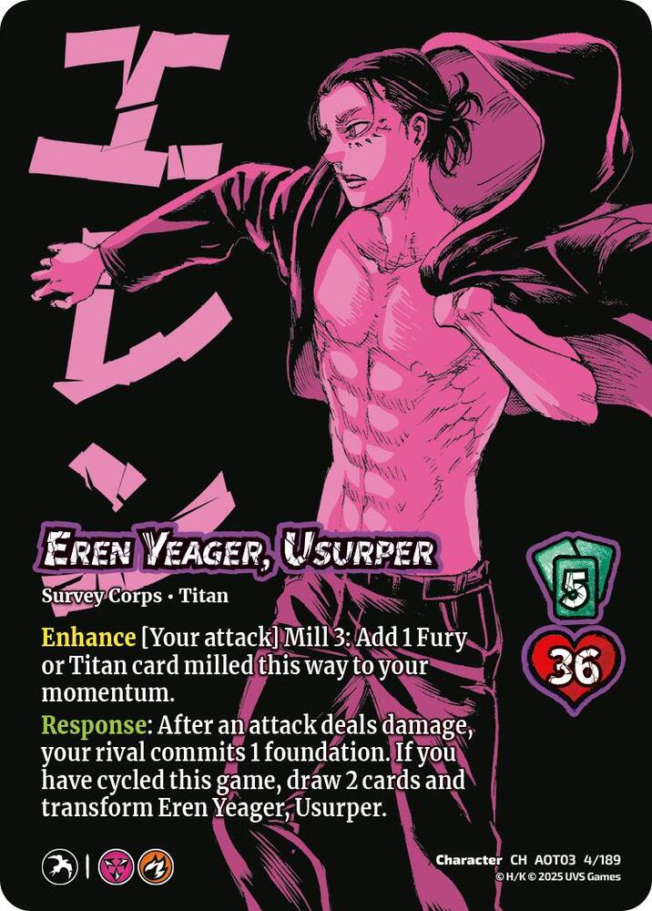 UniVersus Attack on Titan: Apocalypse Eren Yeager, Usurper // Attack Titan, Finale 4/189 Character Near Mint