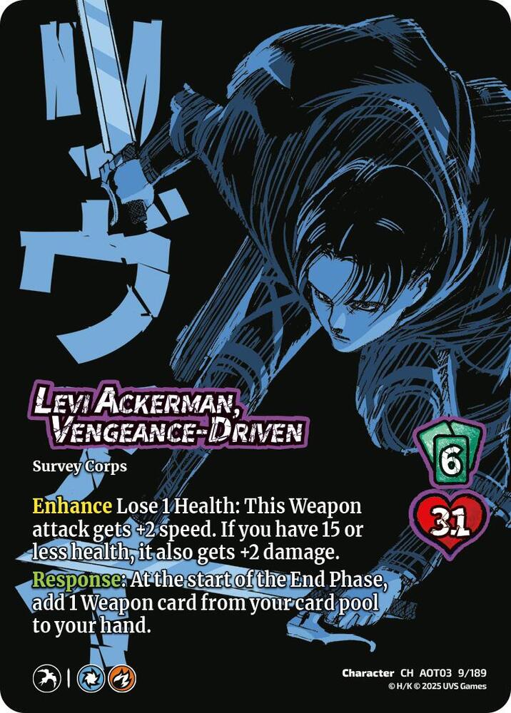 UniVersus Attack on Titan: Apocalypse Levi Ackerman, Vengeance-Driven 9/189 Character Near Mint