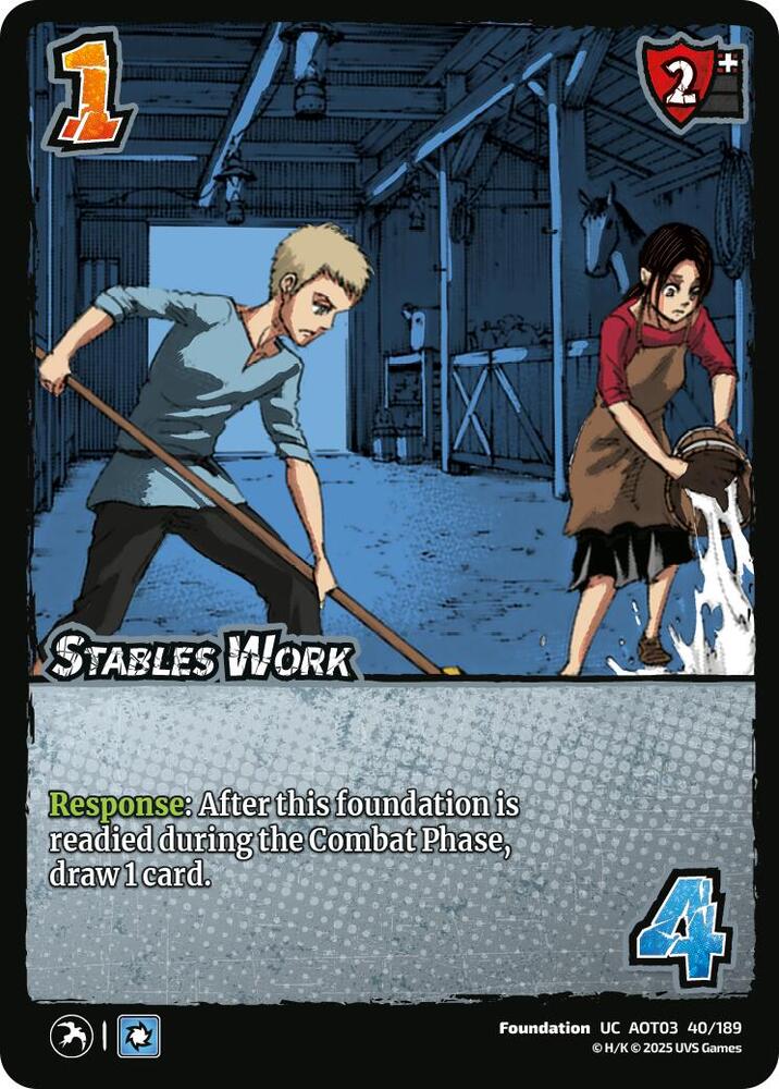 UniVersus Attack on Titan: Apocalypse Stables Work 40/189 Uncommon Near Mint