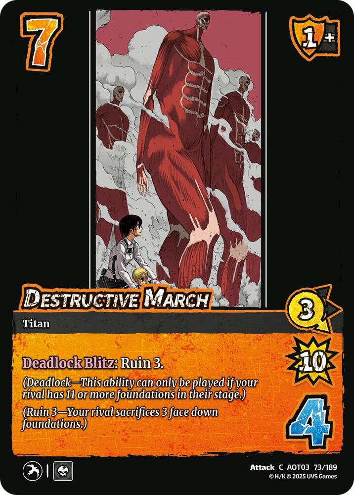 UniVersus Attack on Titan: Apocalypse Destructive March 73/189 Common Near Mint
