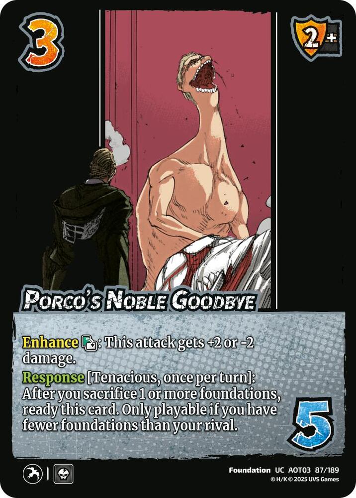 UniVersus Attack on Titan: Apocalypse Porco's Noble Goodbye 87/189 Uncommon Near Mint