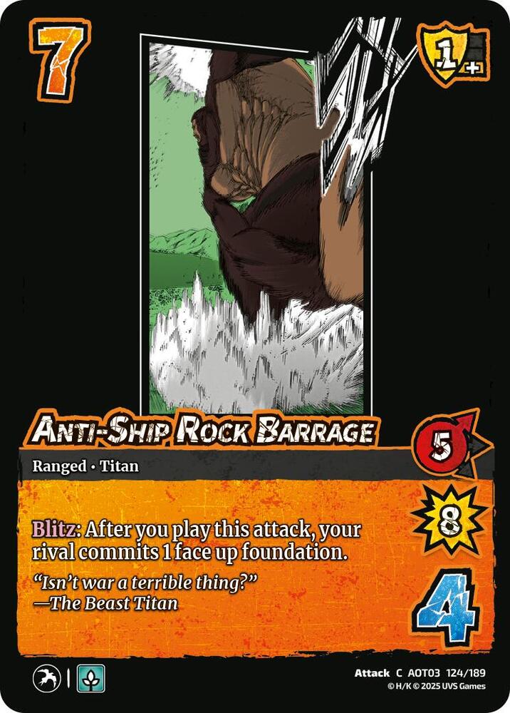 UniVersus Attack on Titan: Apocalypse Anti-Ship Rock Barrage 124/189 Common Near Mint