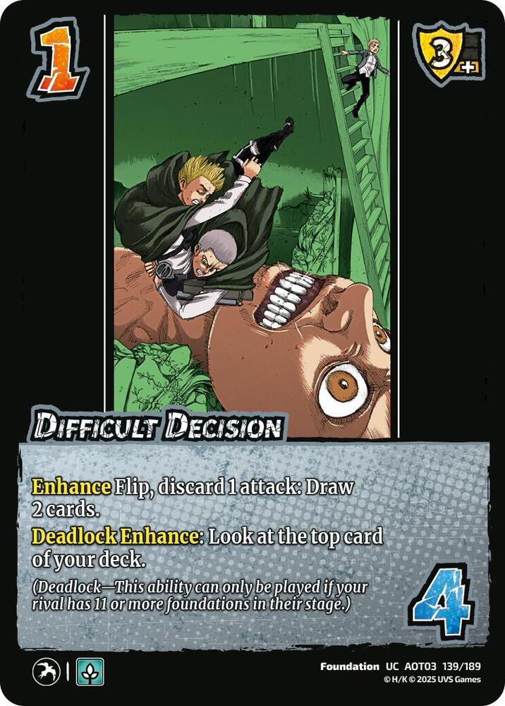 UniVersus Attack on Titan: Apocalypse Difficult Decision 139/189 Uncommon Near Mint