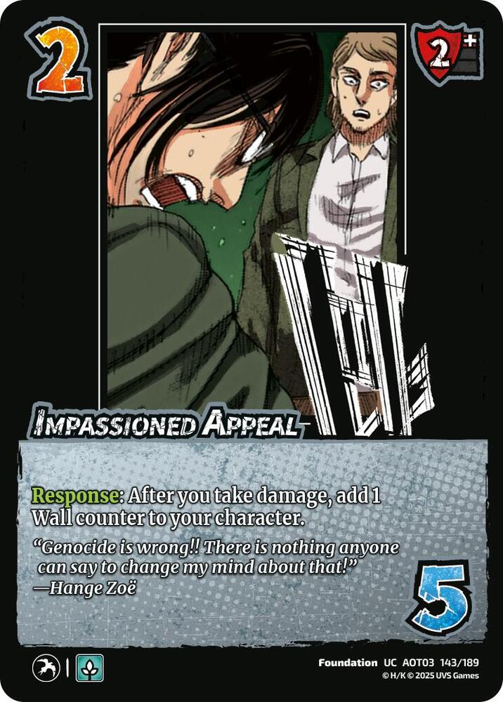 UniVersus Attack on Titan: Apocalypse Impassioned Appeal 143/189 Uncommon Near Mint