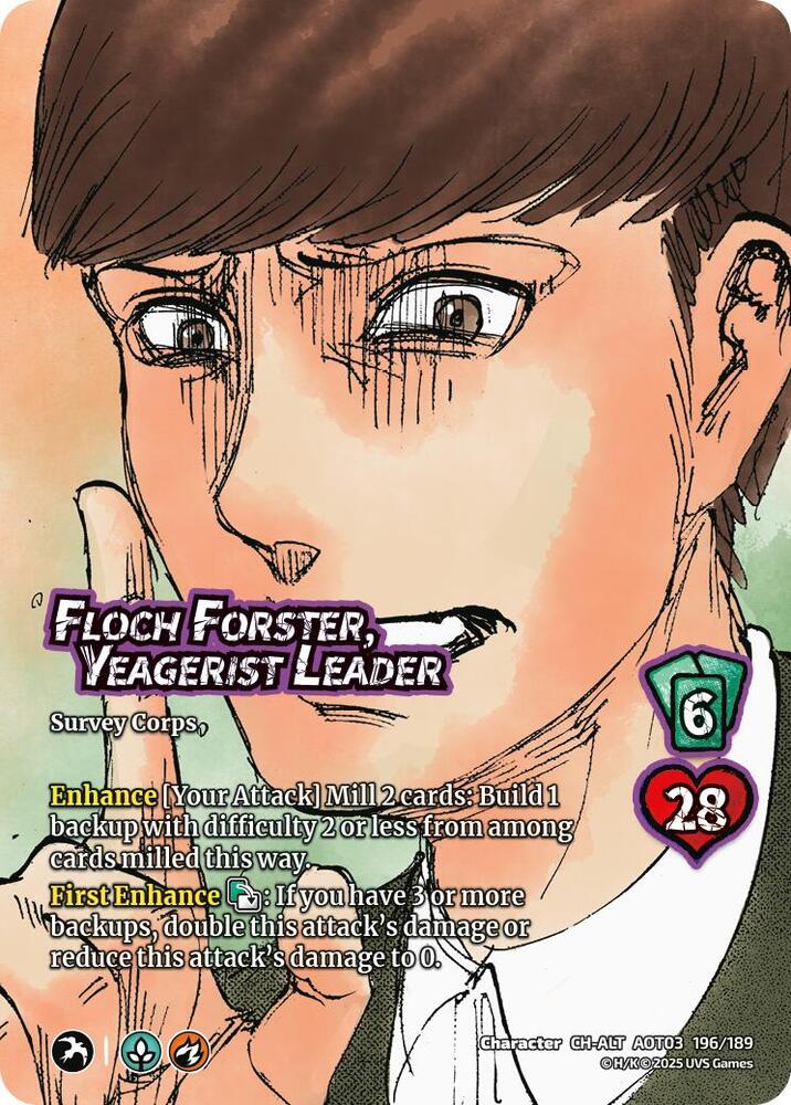 UniVersus Attack on Titan: Apocalypse Floch Forster, Yeagerist Leader (Alternate Art) 196/189 Character Alternate Art Rare Near Mint Foil