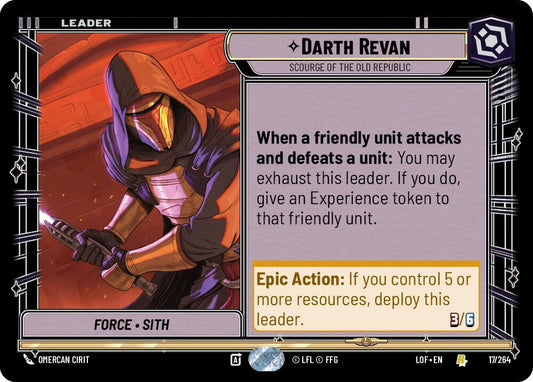 Star Wars: Unlimited Legends of the Force Darth Revan - Scourge of the Old Republic 017/264 Rare