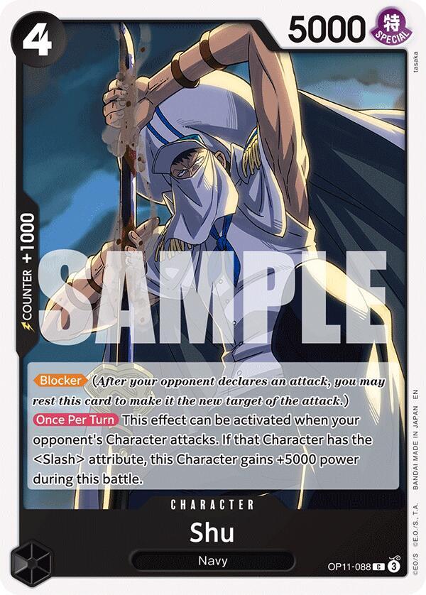 One Piece Card Game A Fist of Divine Speed Shu OP11-088 C Near Mint