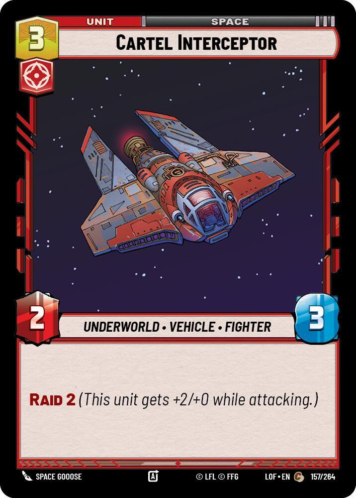 Star Wars Unlimited Legends of the Force Cartel Interceptor 157/264 Common Near Mint