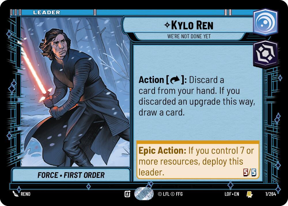 Star Wars Unlimited Legends of the Force Kylo Ren - We're Not Done Yet 001/264 Rare Near Mint