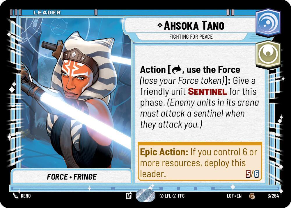 Star Wars Unlimited Legends of the Force Ahsoka Tano - Fighting For Peace 003/264 Common Near Mint