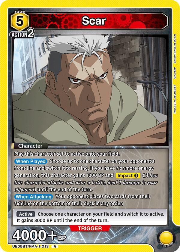 Union Arena UE09BT: FULLMETAL ALCHEMIST Scar UE09BT/FMA-1-013 Rare Near Mint Foil