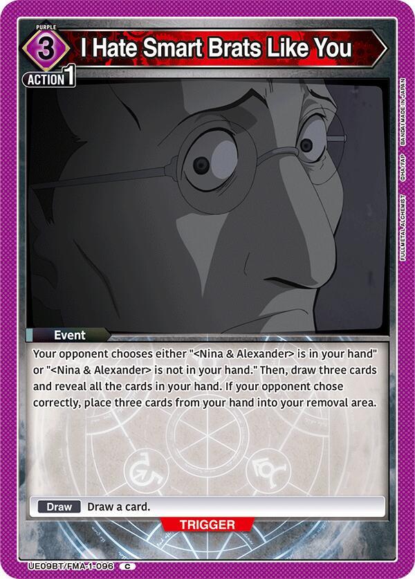 Union Arena UE09BT: FULLMETAL ALCHEMIST I Hate Smart Brats Like You UE09BT/FMA-1-096 Common