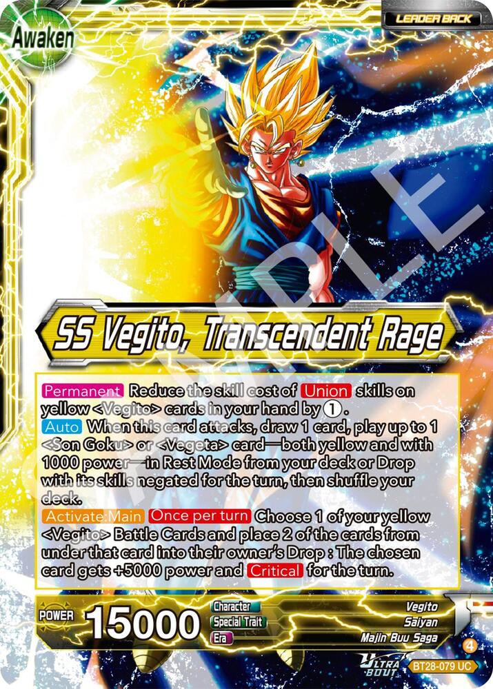Dragon Ball Super CCG Prismatic Clash Vegito // SS Vegito, Transcendent Rage BT28-079 Uncommon Near Mint Foil