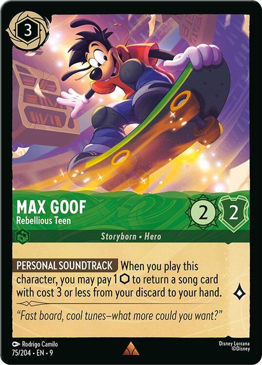 Disney Lorcana Fabled Max Goof - Rebellious Teen 75/204 Rare