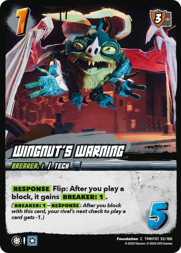 UniVersus Teenage Mutant Ninja Turtles Wingnut's Warning TMNT01 33/186 Common