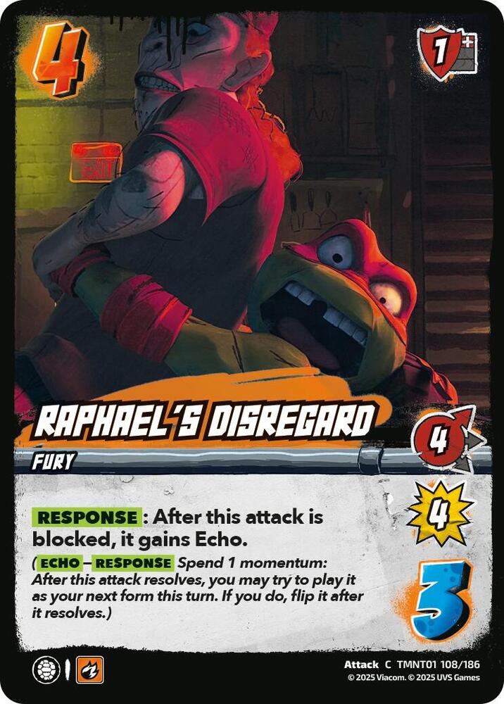 UniVersus Teenage Mutant Ninja Turtles Raphael's Disregard TMNT01 108/186 Common