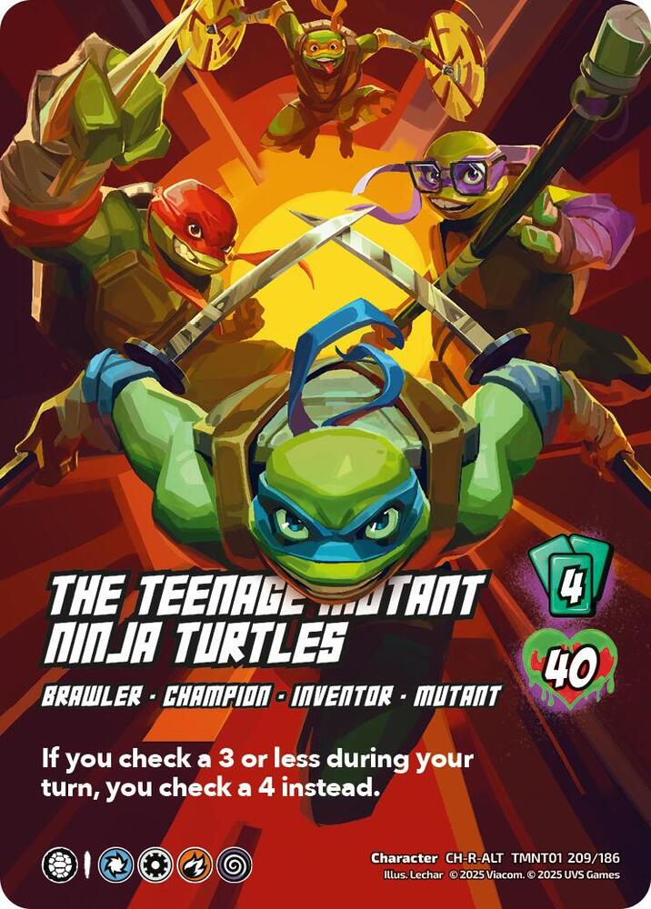 UniVersus Teenage Mutant Ninja Turtles The Teenage Mutant Ninja Turtles (Alternate Art) (209) TMNT01 209/186 Character Common Alternate Art Near Mint Foil