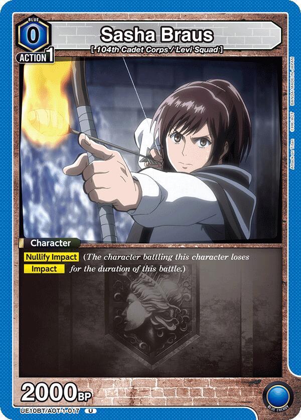 Union Arena UE10BT: Attack on Titan Sasha Braus (017) UE10BT/AOT-1-017 Uncommon Near Mint