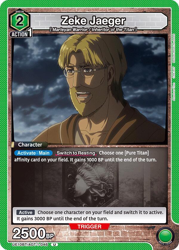 Union Arena UE10BT: Attack on Titan Zeke Jaeger (046) UE10BT/AOT-1-046 Uncommon Near Mint