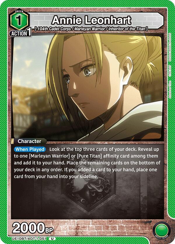 Union Arena UE10BT: Attack on Titan Annie Leonhart (051) UE10BT/AOT-1-051 Uncommon Near Mint