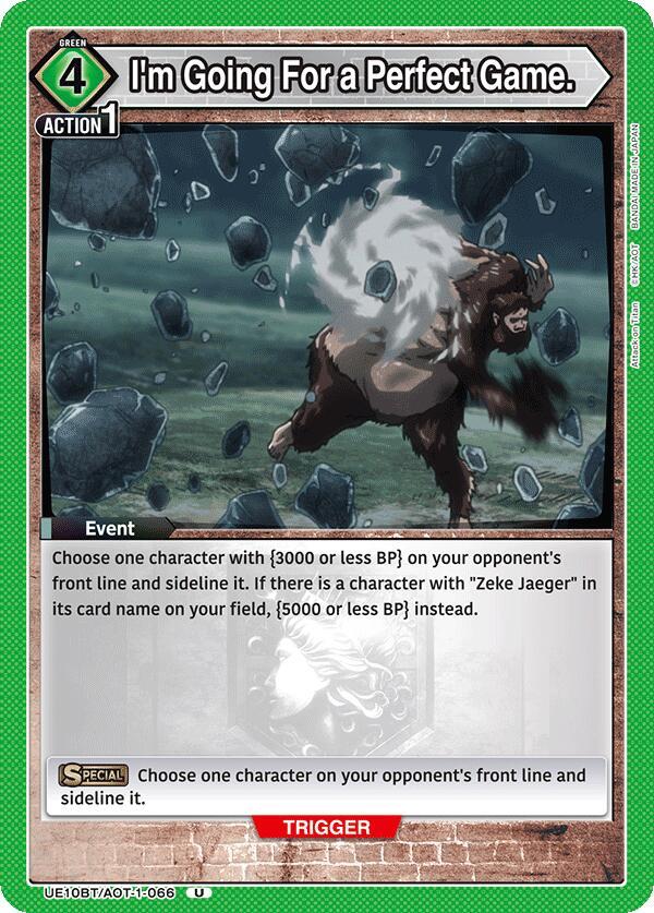 Union Arena UE10BT: Attack on Titan I'm Going For a Perfect Game. UE10BT/AOT-1-066 Uncommon