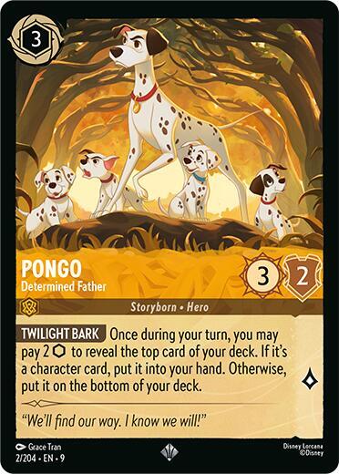 Disney Lorcana Fabled Pongo - Determined Father 2/204 Super Rare