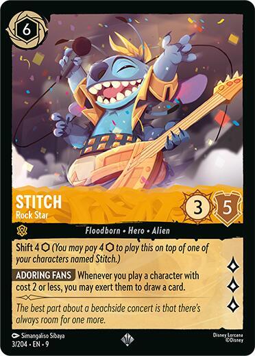 Disney Lorcana Fabled Stitch - Rock Star 3/204 Super Rare