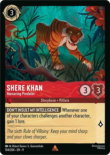 Disney Lorcana Fabled Shere Khan - Menacing Predator 104/204 Rare