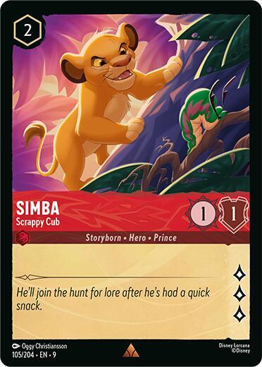 Disney Lorcana Fabled Simba - Scrappy Cub 105/204 Rare
