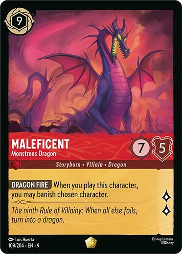Disney Lorcana Fabled Maleficent - Monstrous Dragon 108/204 Legendary