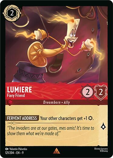 Disney Lorcana Fabled Lumiere - Fiery Friend 121/204 Rare