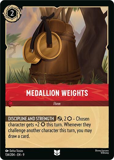 Disney Lorcana Fabled Medallion Weights 134/204 Uncommon Cold Foil