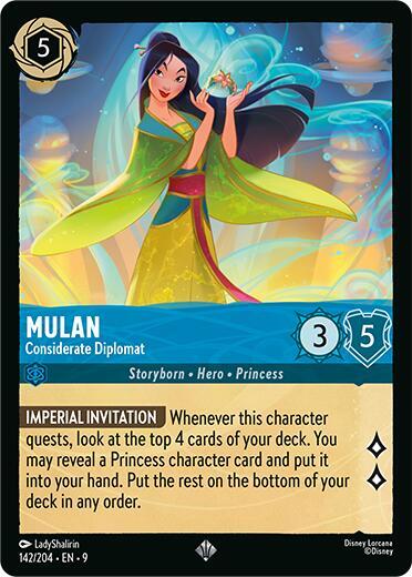 Disney Lorcana Fabled Mulan - Considerate Diplomat 142/204 Super Rare